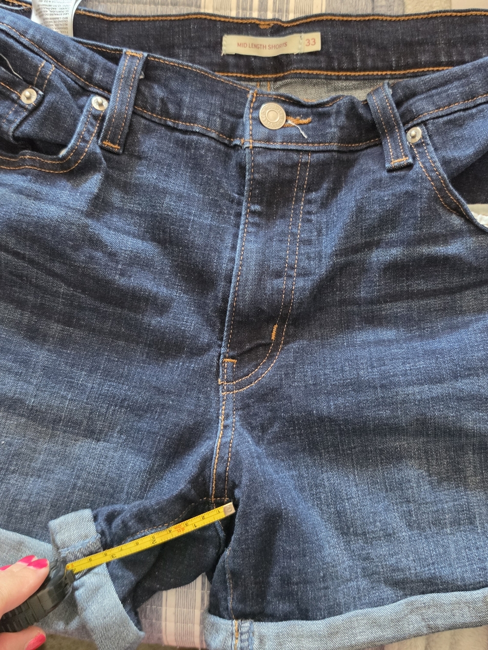 Women’s Dark Blue Jean Shorts - Mid Length